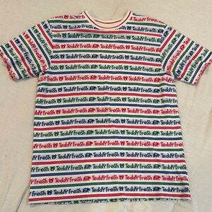 Teddy Fresh Striped Logo Kids T-Shirt - Red, Blue, Green